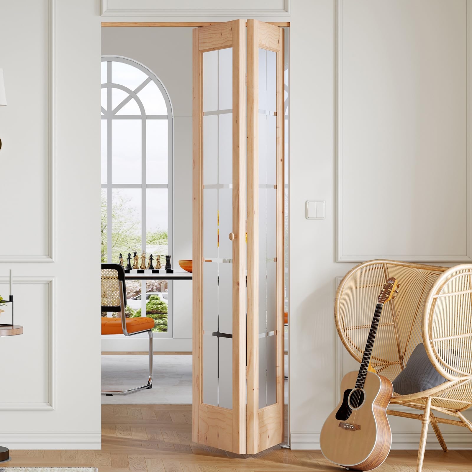 Bifold Door: Frosted Cross Grid Glass Bifold Doors