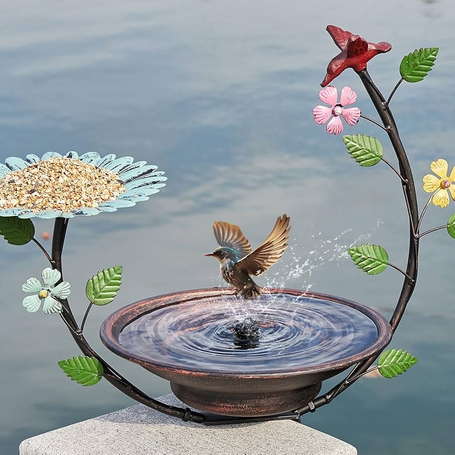 Bird Bath Feeder Clamp On Design Antique Copper