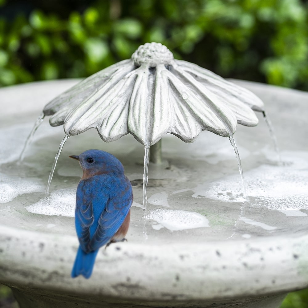 Bird Bath Fountain Flower Shaped Dripper Distressed