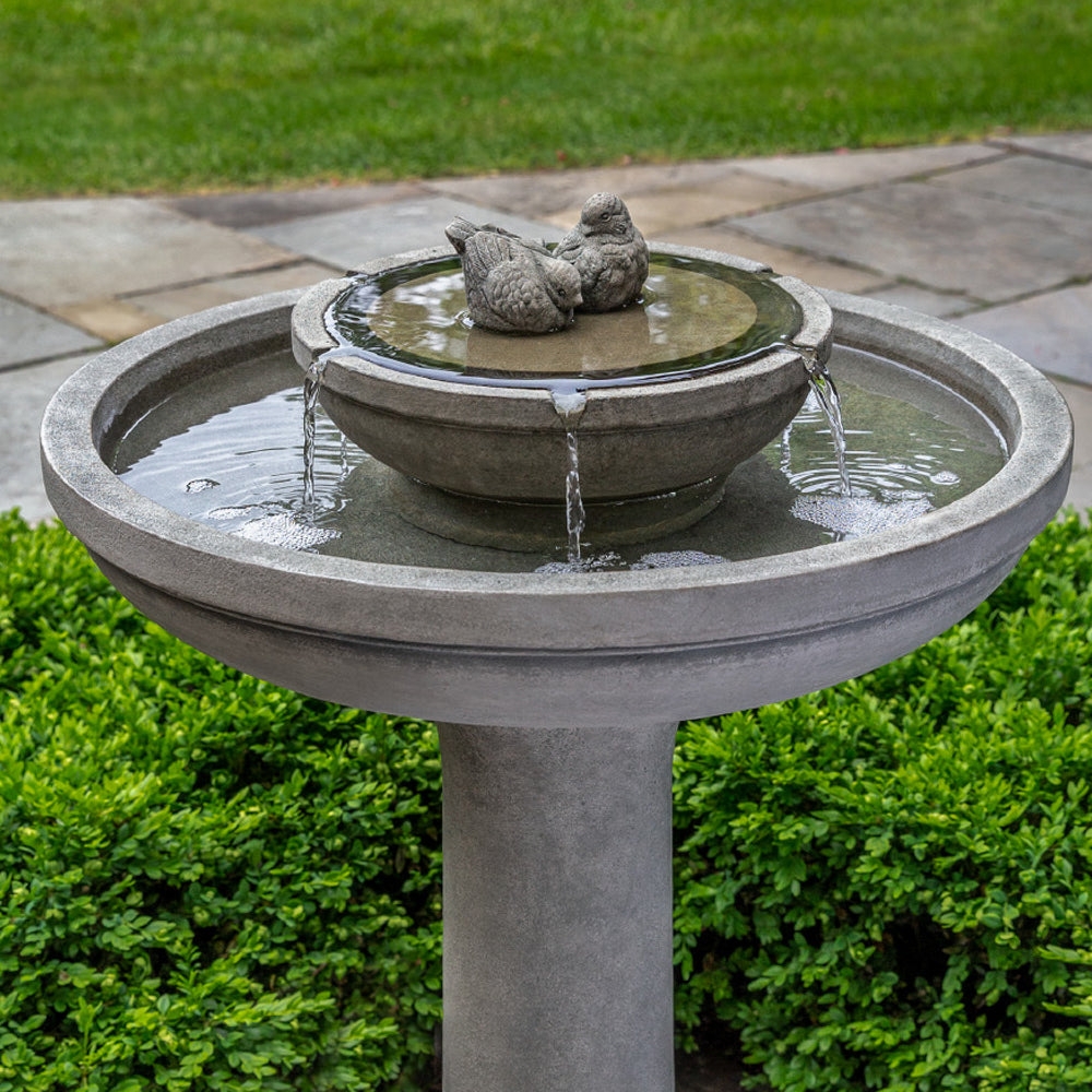 Bird Fountain Overflow Spillways Tiered Pedestal