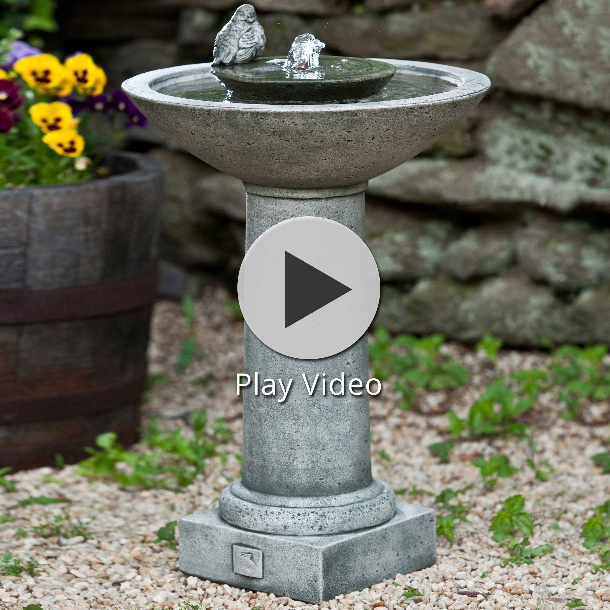 Bird Fountain Pitted Stone Texture Bubbling Garden