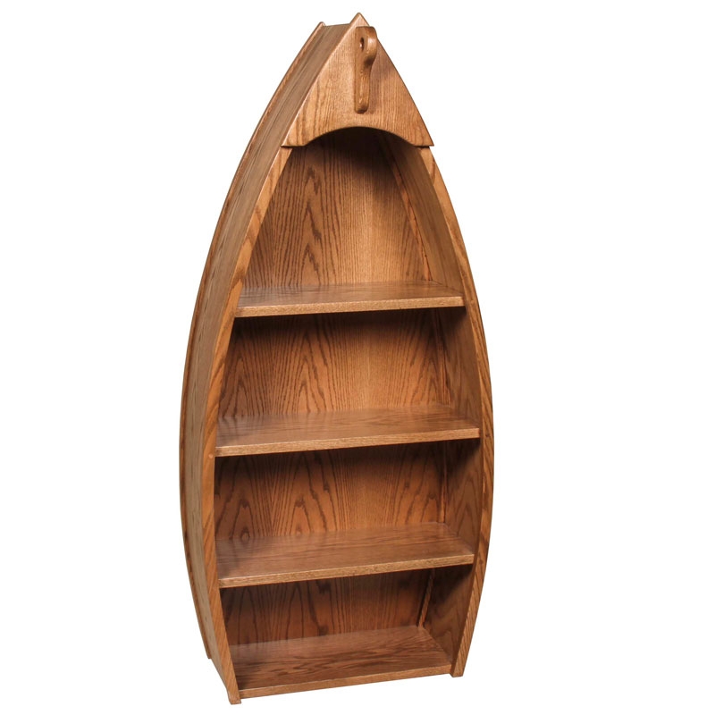 Boat Bookcase with Curved Profile for Rustic Lodge Decor