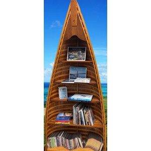 Boat Bookcase with Vertical Ribbing and Horizontal Strips
