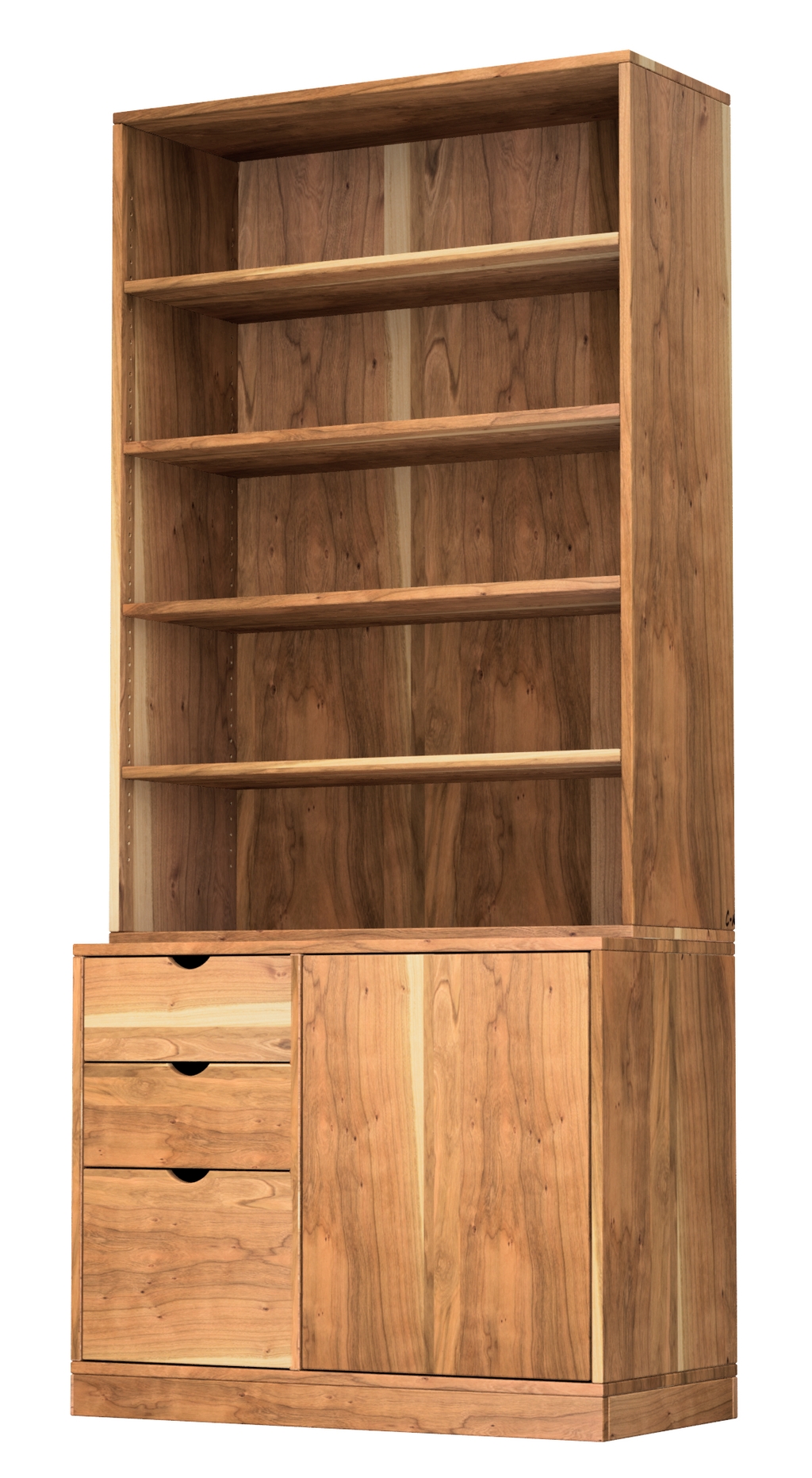 Bookcase Credenza: Shelving Unit with Finger Pull Drawers