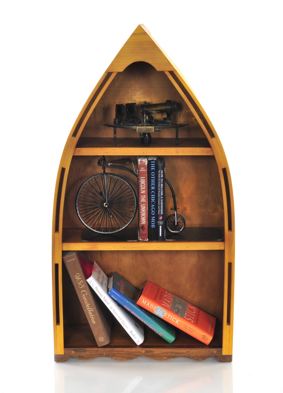 Bookcase with Scalloped Base and Honey Oak Boat Shape
