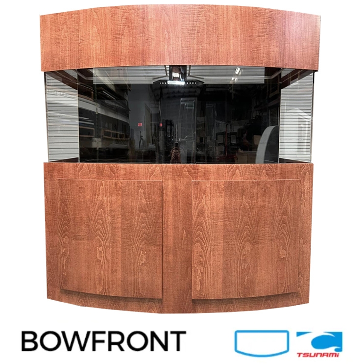 Bowfront Aquarium: Curved Cherry Wood Finish 150 Gallon
