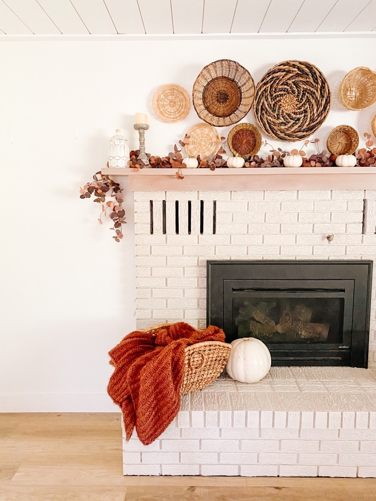 Brick Fireplace Makeover Featuring Basket Wall Gallery