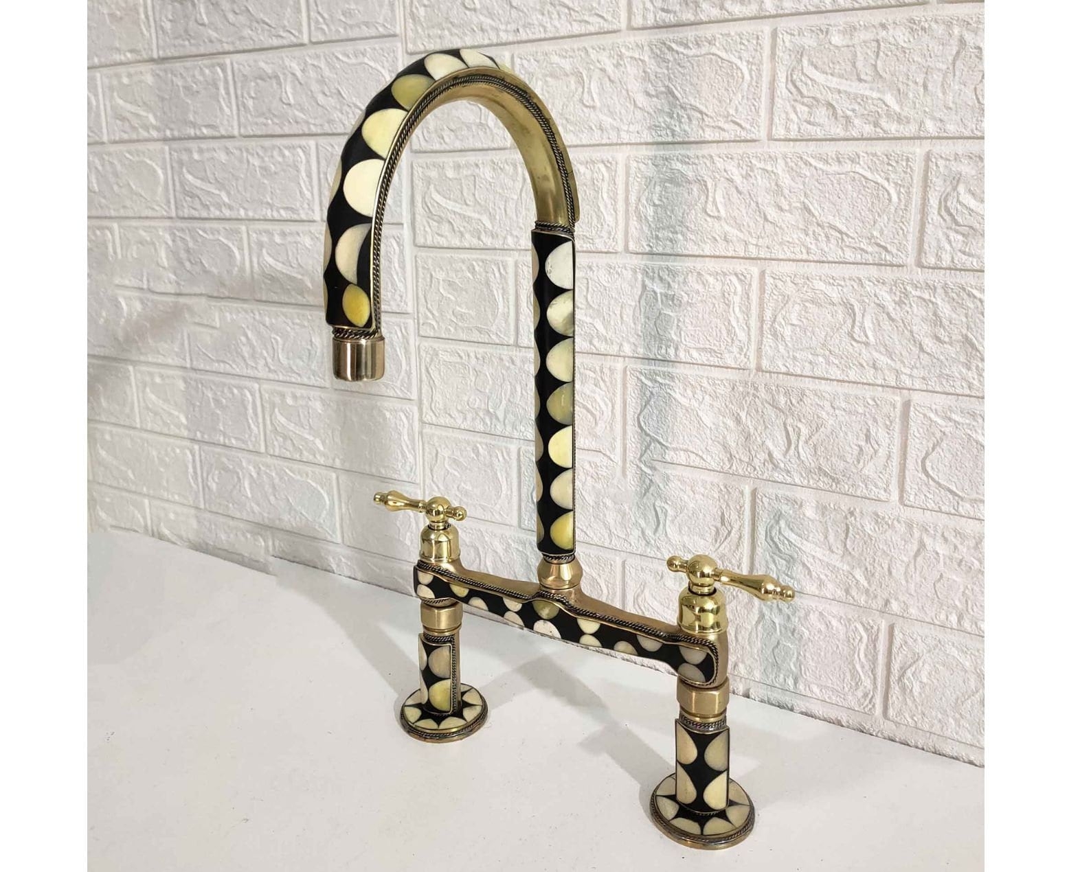 Bridge Faucet: Moroccan Brass with Polka Dot Resin Inlay.