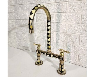 Bridge Faucet: Moroccan Brass with Polka Dot Resin Inlay.