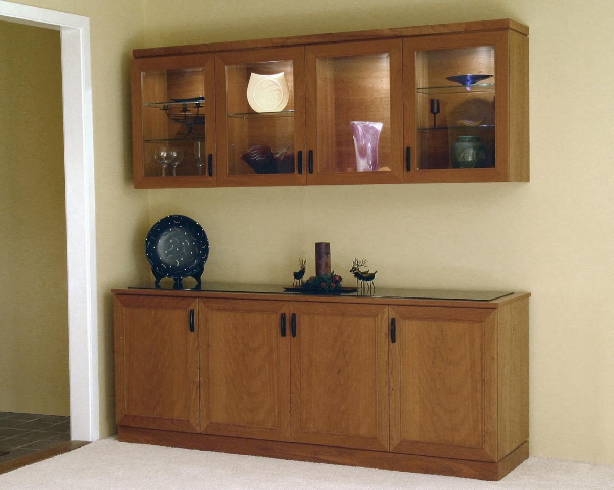 Buffet and Hutch with Floating Cabinet and Slim Pulls