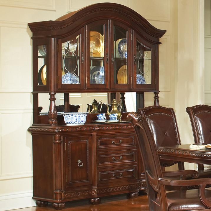 Buffet and Hutch with Rope Twist Carving and Mahogany