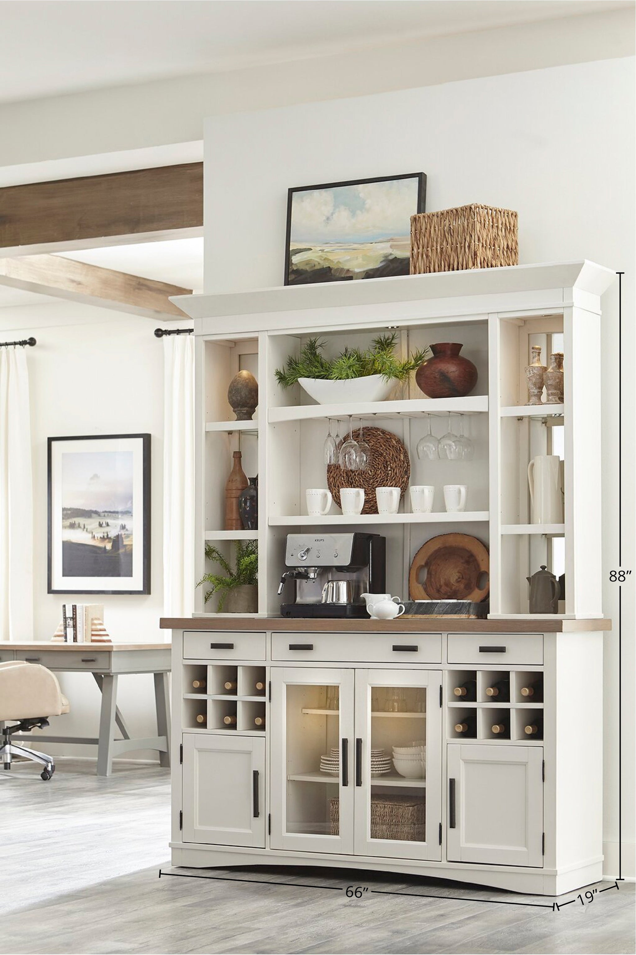 Buffet Hutch with Quartz Surface and Wine Storage