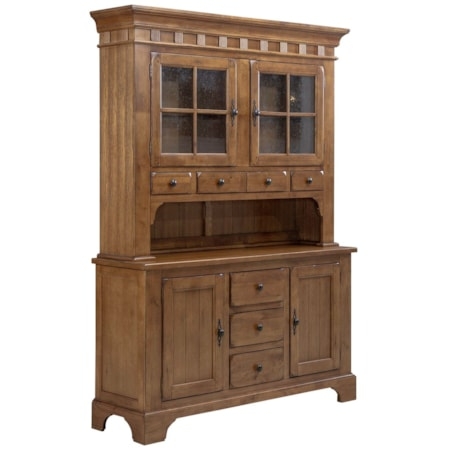 Buffet Hutch with Seeded Glass and Dentil Molding
