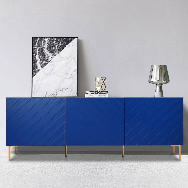 Buffet Sideboard in Cobalt with Diagonal Slat Texture