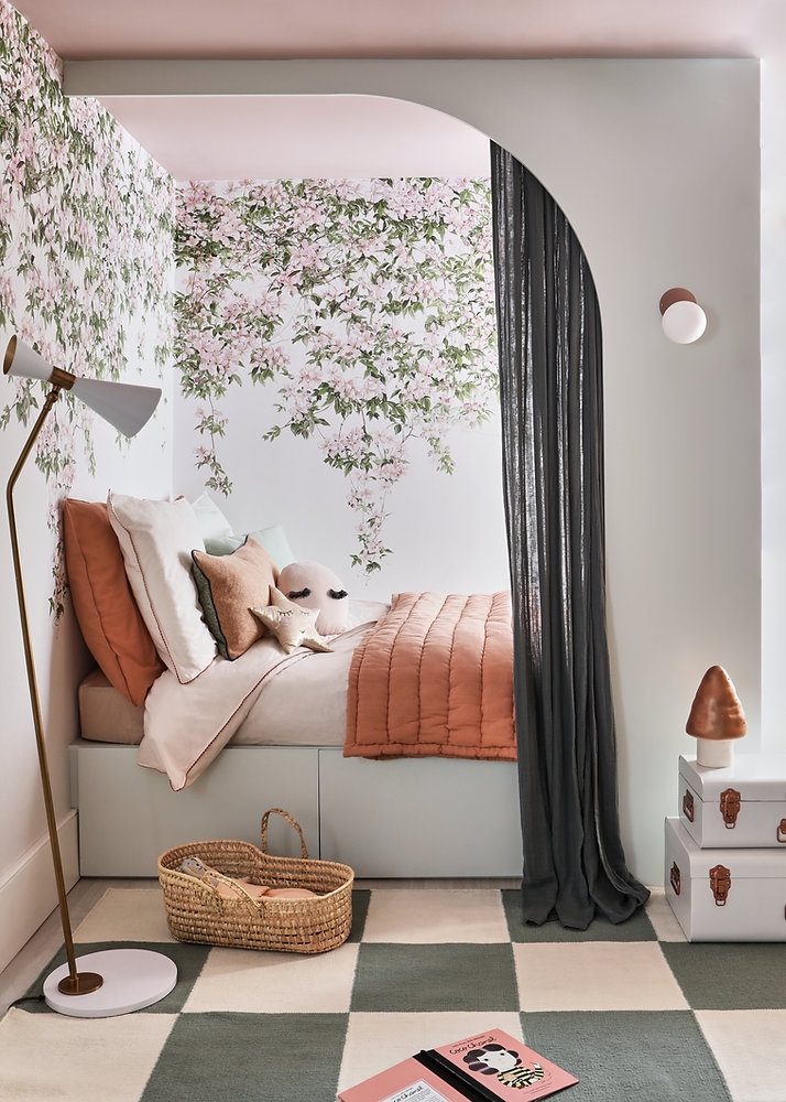 Built In Bed Nook with Arched Partition and Bed Nook Design