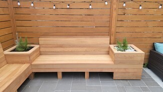Built In Bench: L-Shaped Cedar Design Custom Outdoor Seat
