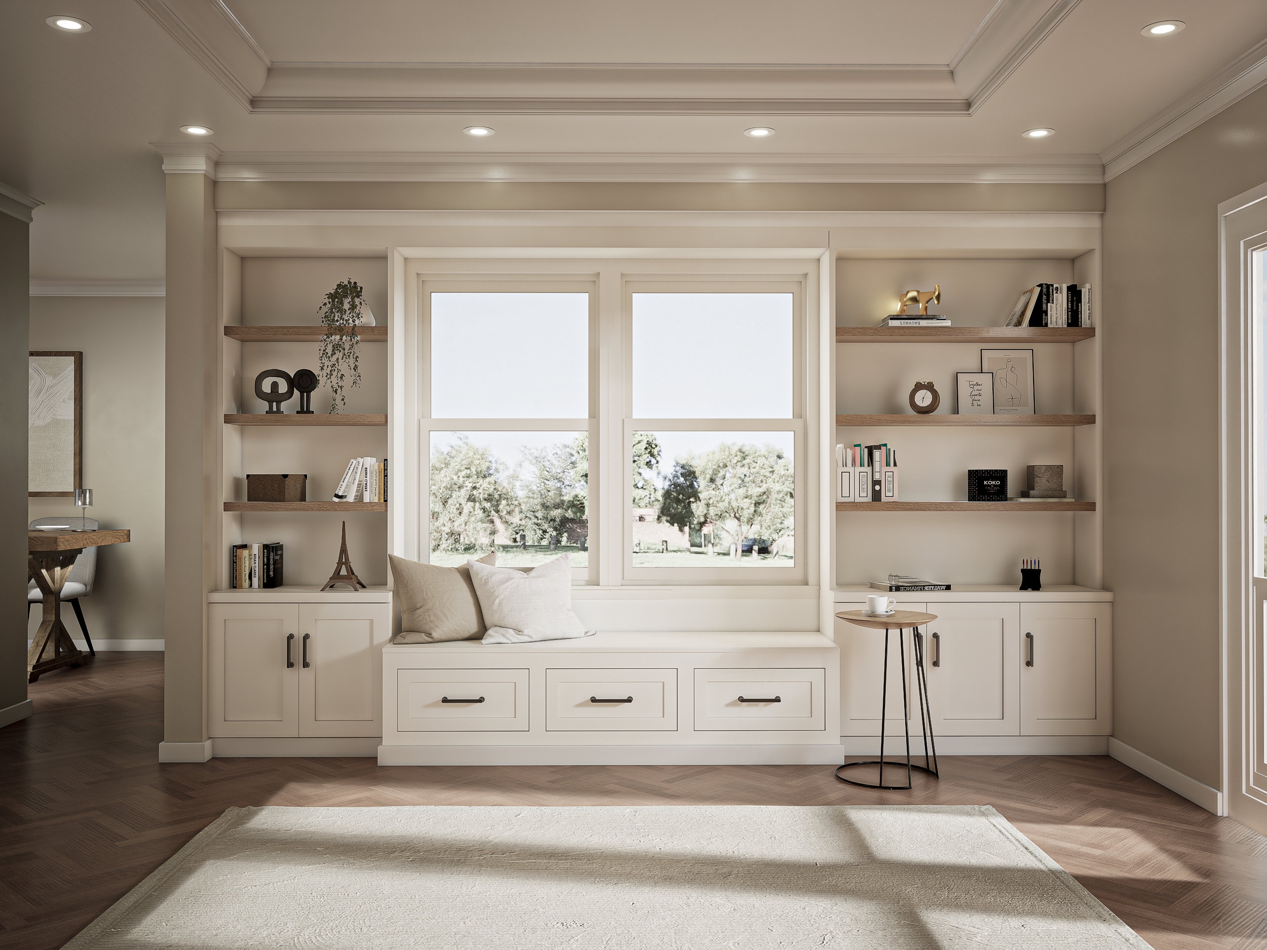Window Seat With Bookshelves