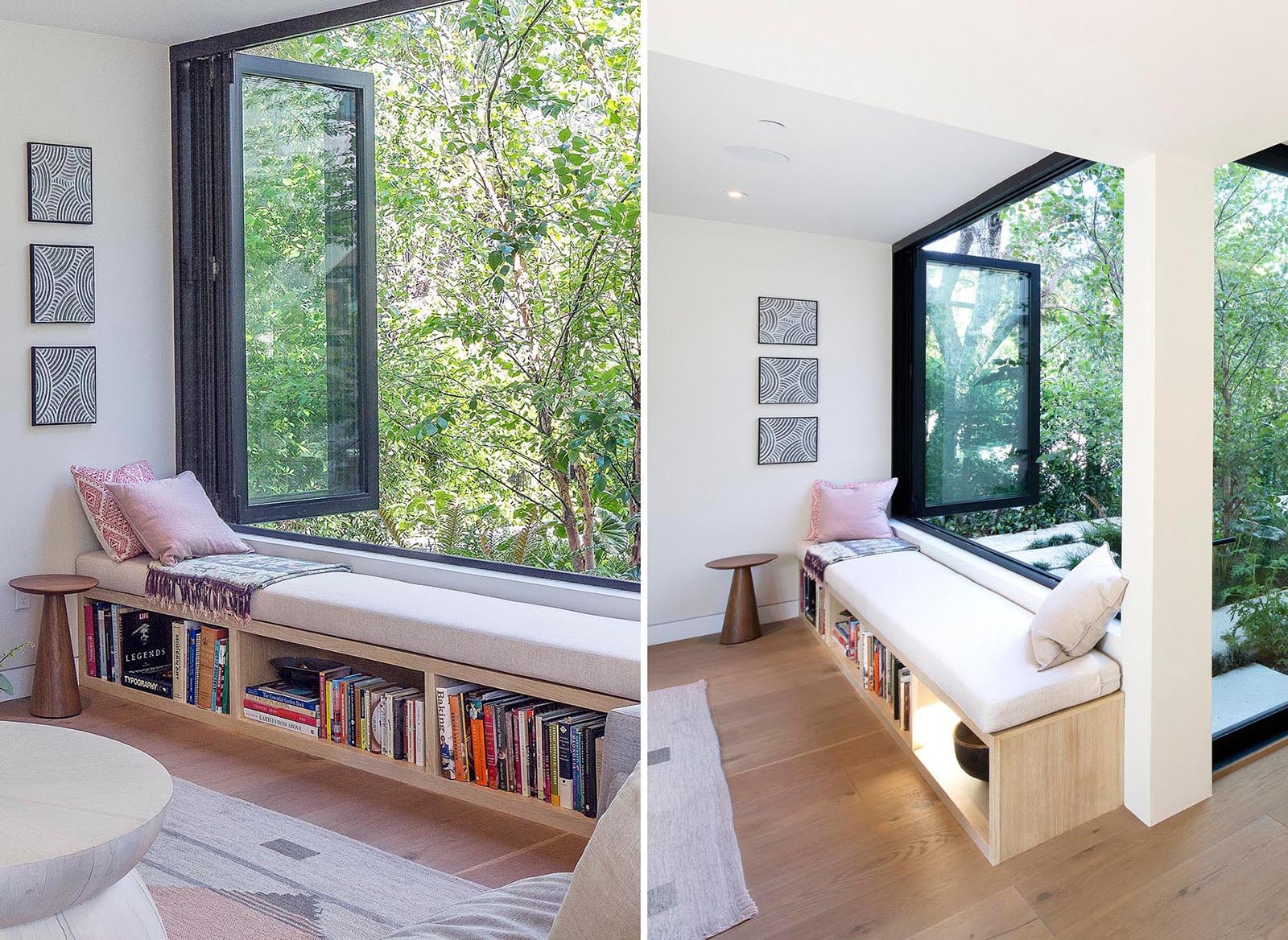 Built-In Window Seat Pivot Window Contemporary Bedroom Sitting