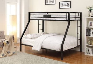 Bunk Bed Angled Support Matte Black Twin Over Queen Frame