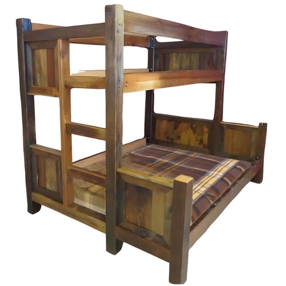 Bunk Bed Distressed Wood Barnwood Style Twin Over Queen