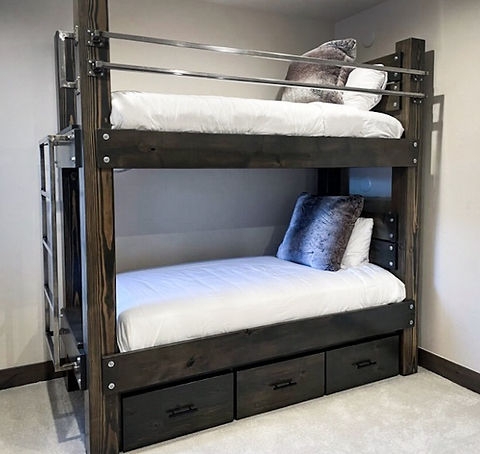 Bunk Bed Heavy Duty Construction Walnut Adult Bunk Bed