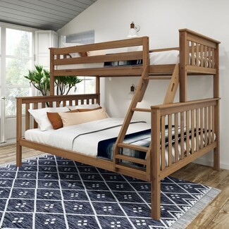 Bunk Bed Honey Brown Integrated Ladder Twin XL over Queen