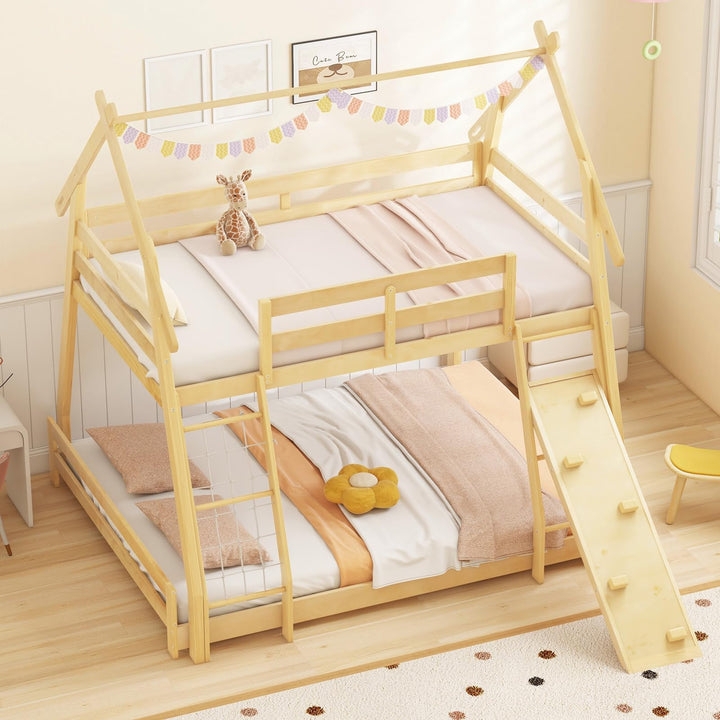 Bunk Bed House Roof Frame Climbing Ramp Twin over Queen