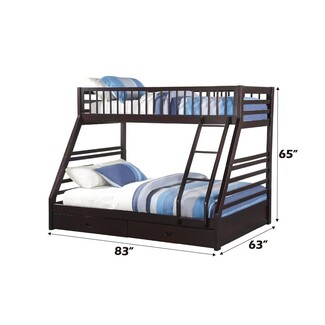 Bunk Bed Integrated Base Drawers Espresso Wood Storage Bunk