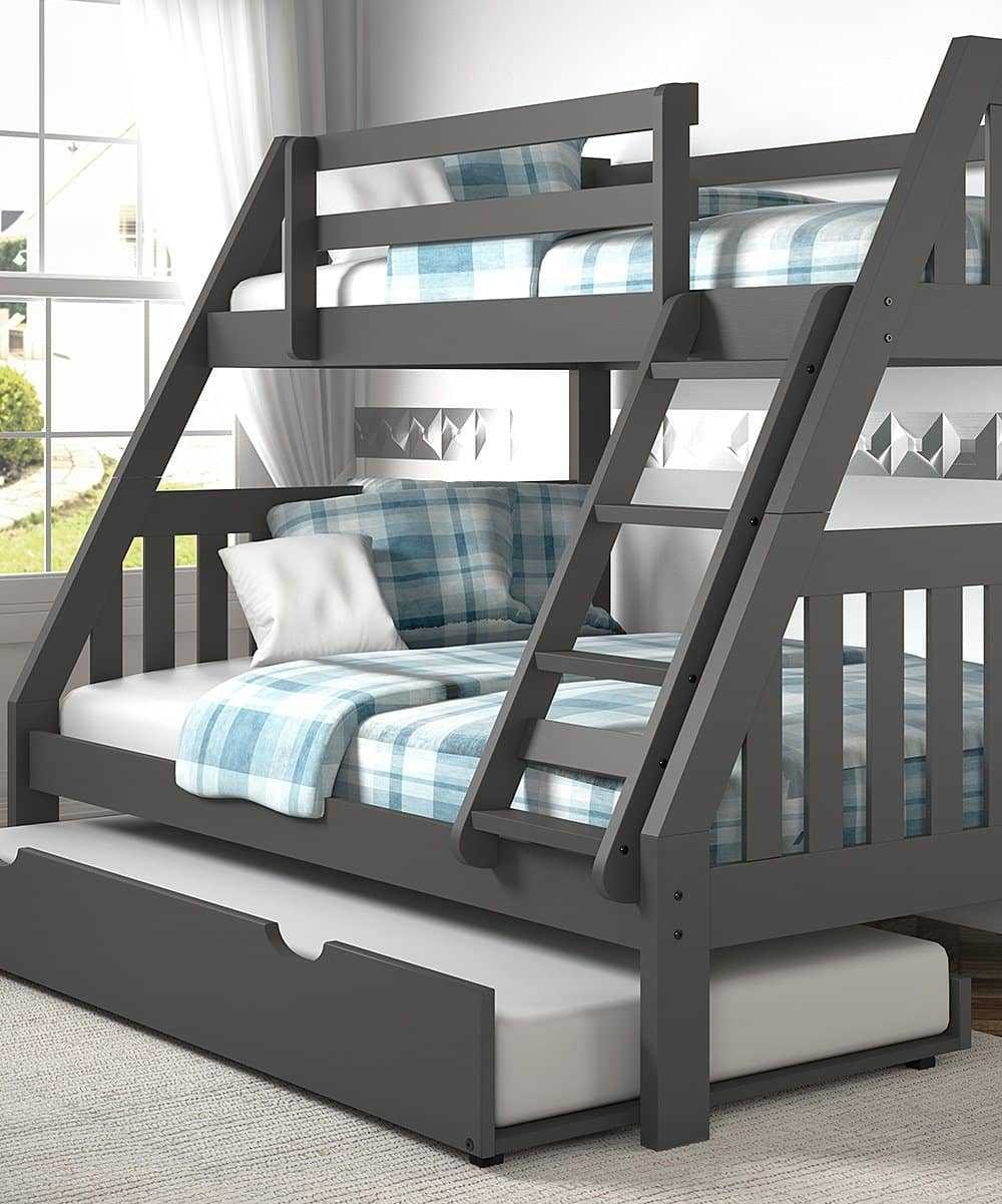 Bunk Bed Integrated Ladder Dark Grey Modern Triple Sleeper
