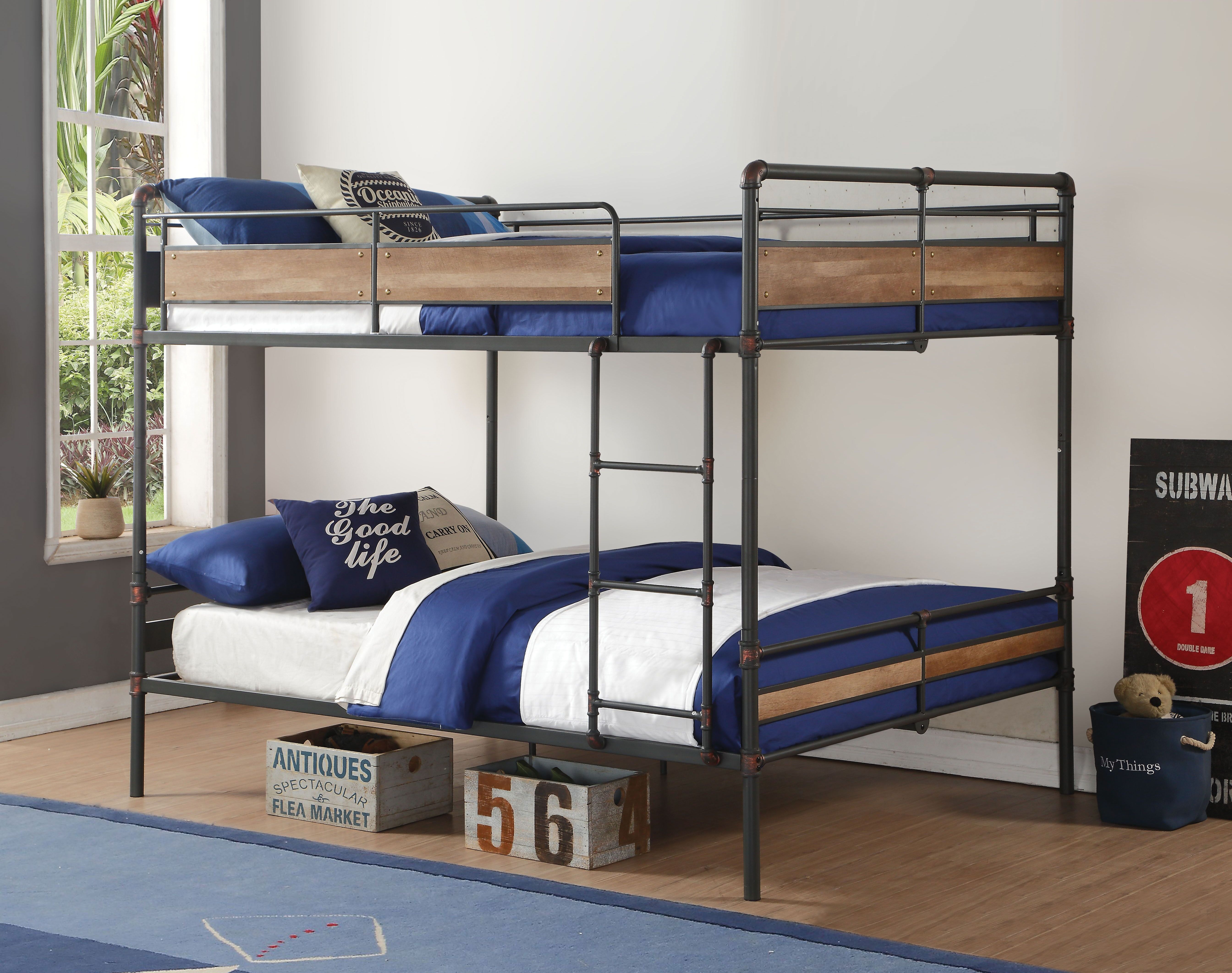 Bunk Bed Pipe Style Frame Sandy Black Queen Queen Bunk Bed