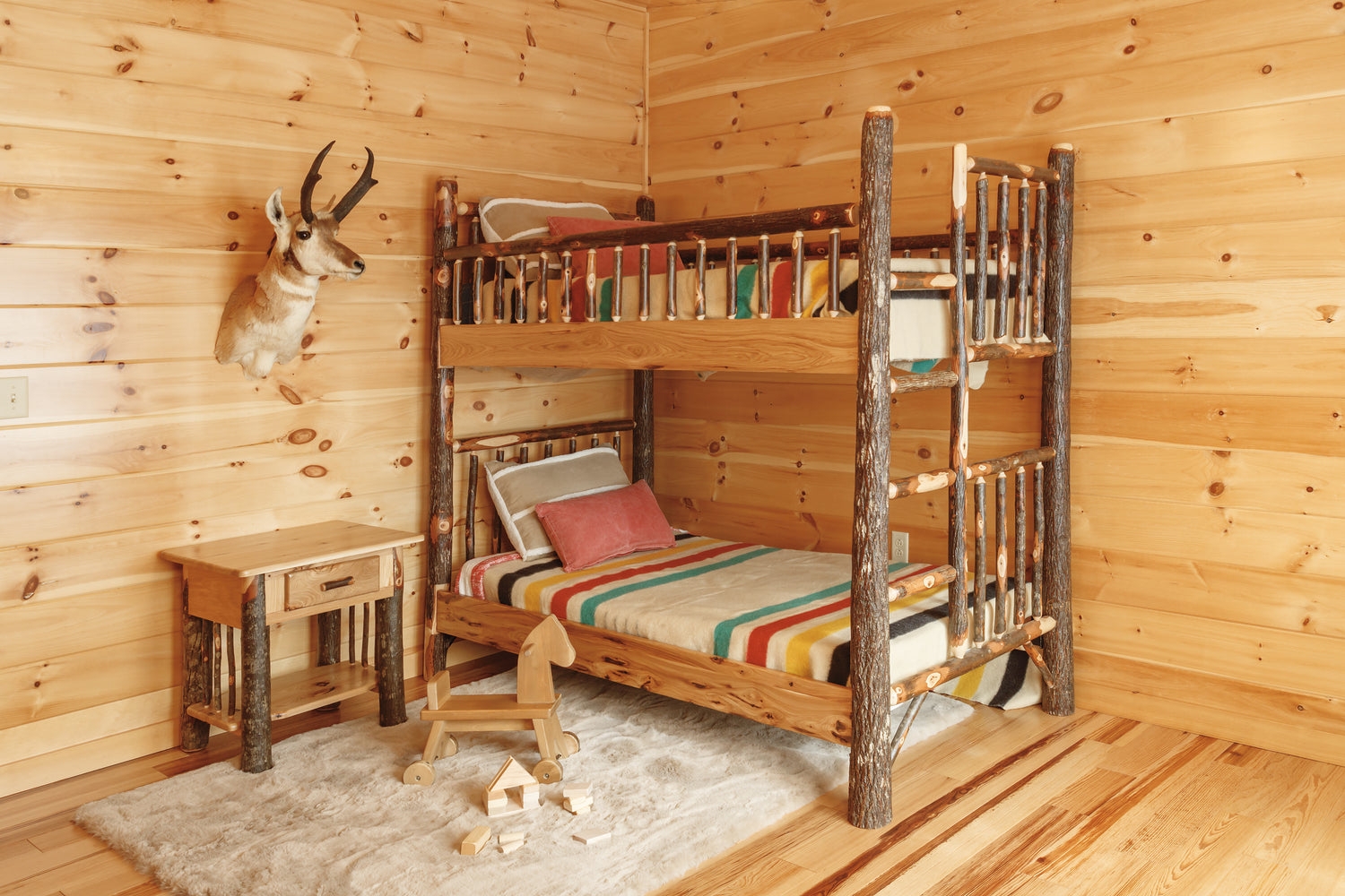 Bunk Bed with Bark-On Logs and Hickory Log Bunk Bed