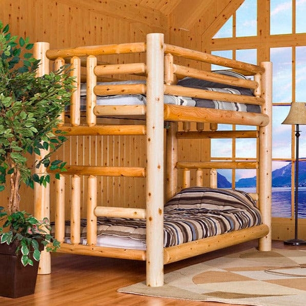 Bunk Bed with Round Log Frame and Solid Log Bed Frame