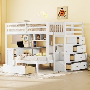 Bunk Bed with Underbed Drawer and L-Shaped Storage Stairs