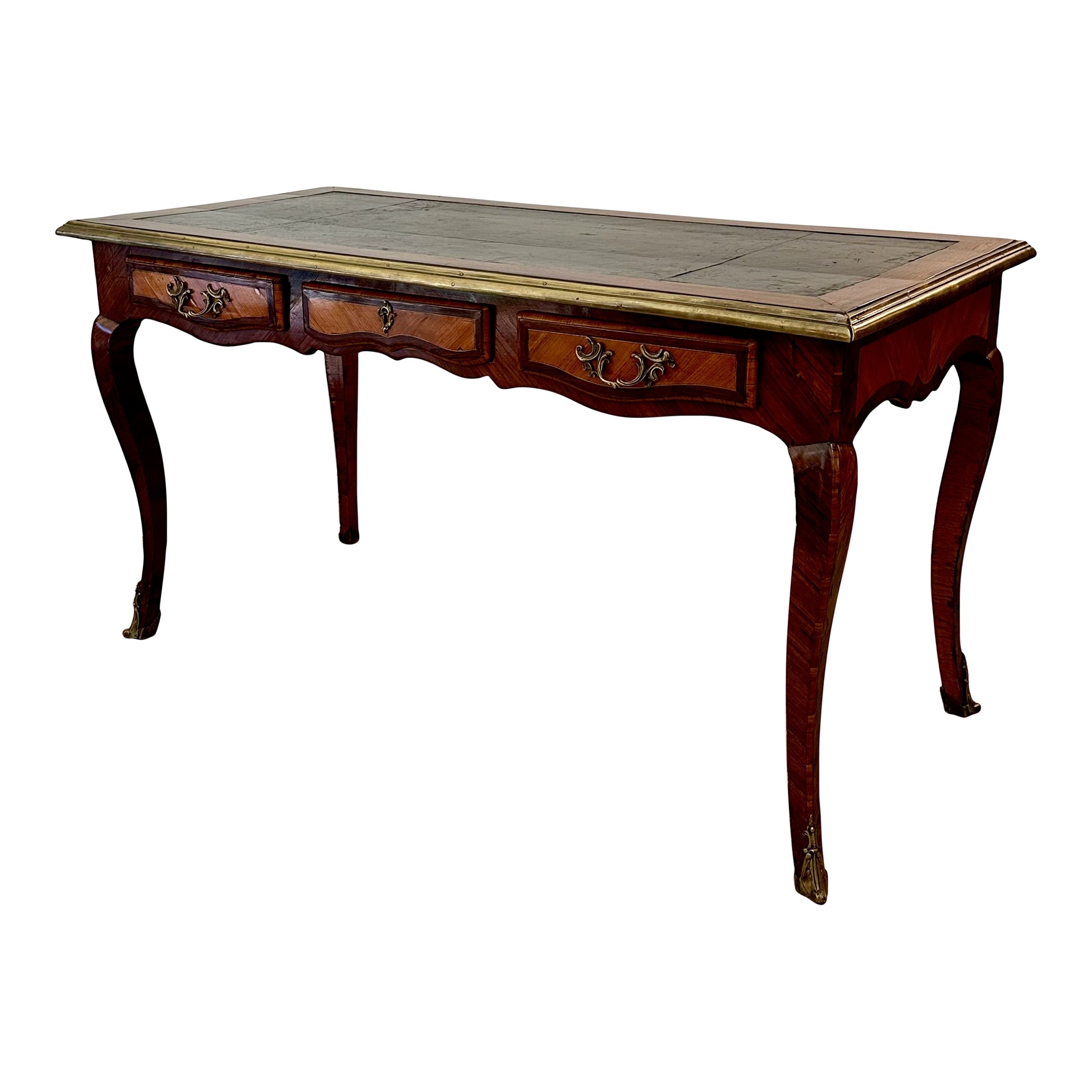 Bureau Plat with Parquetry Inlay and Louis XV Style Table