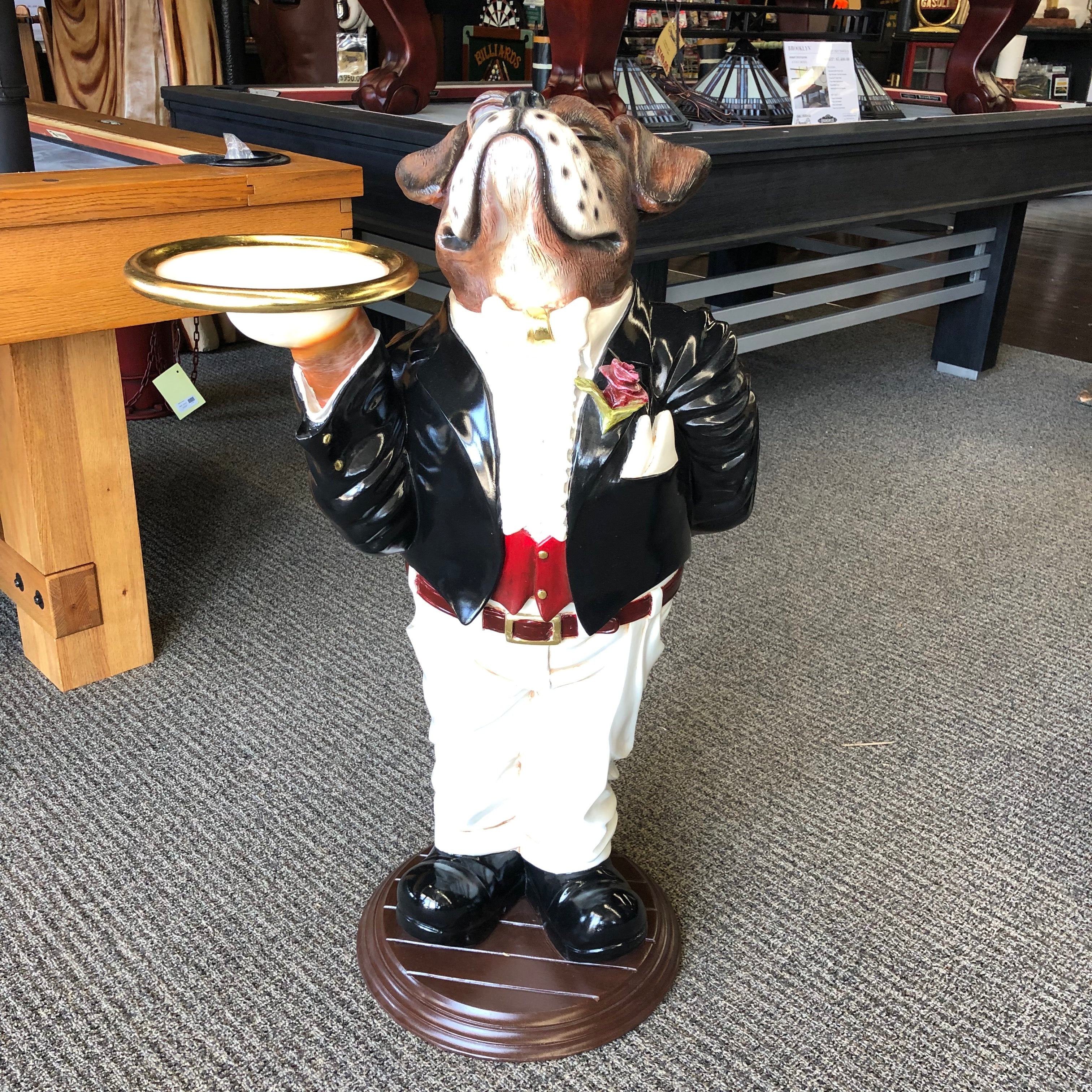 Butler Statue Boxer Service Tray Sculpture High Gloss Dog Motif