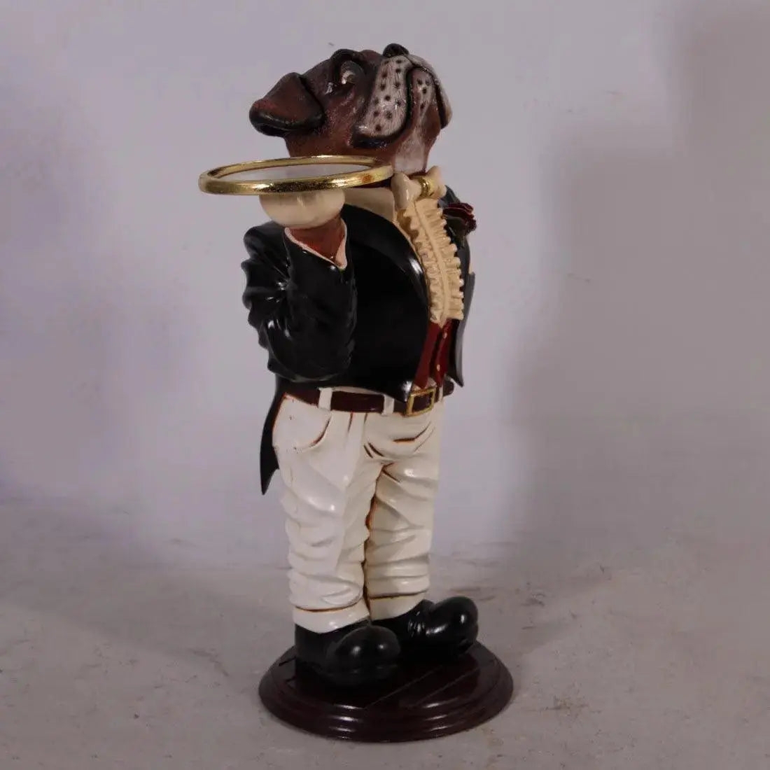 Butler Statue Bulldog Butler Gold Tone Service Tray Statue