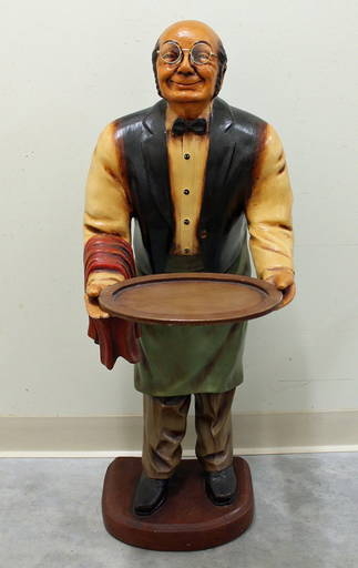 Butler Statue Caricature Butler Floor Accent Service Cloth