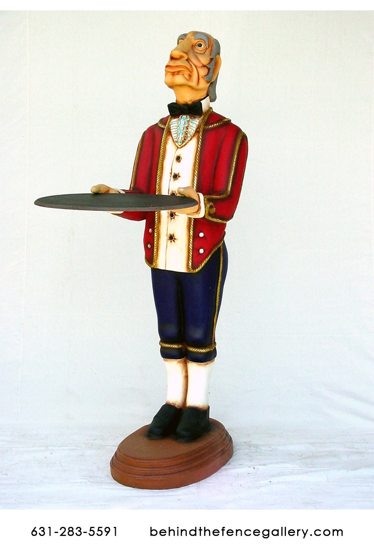 Butler Statue Royal Livery Tray Life Size Service Sculpture