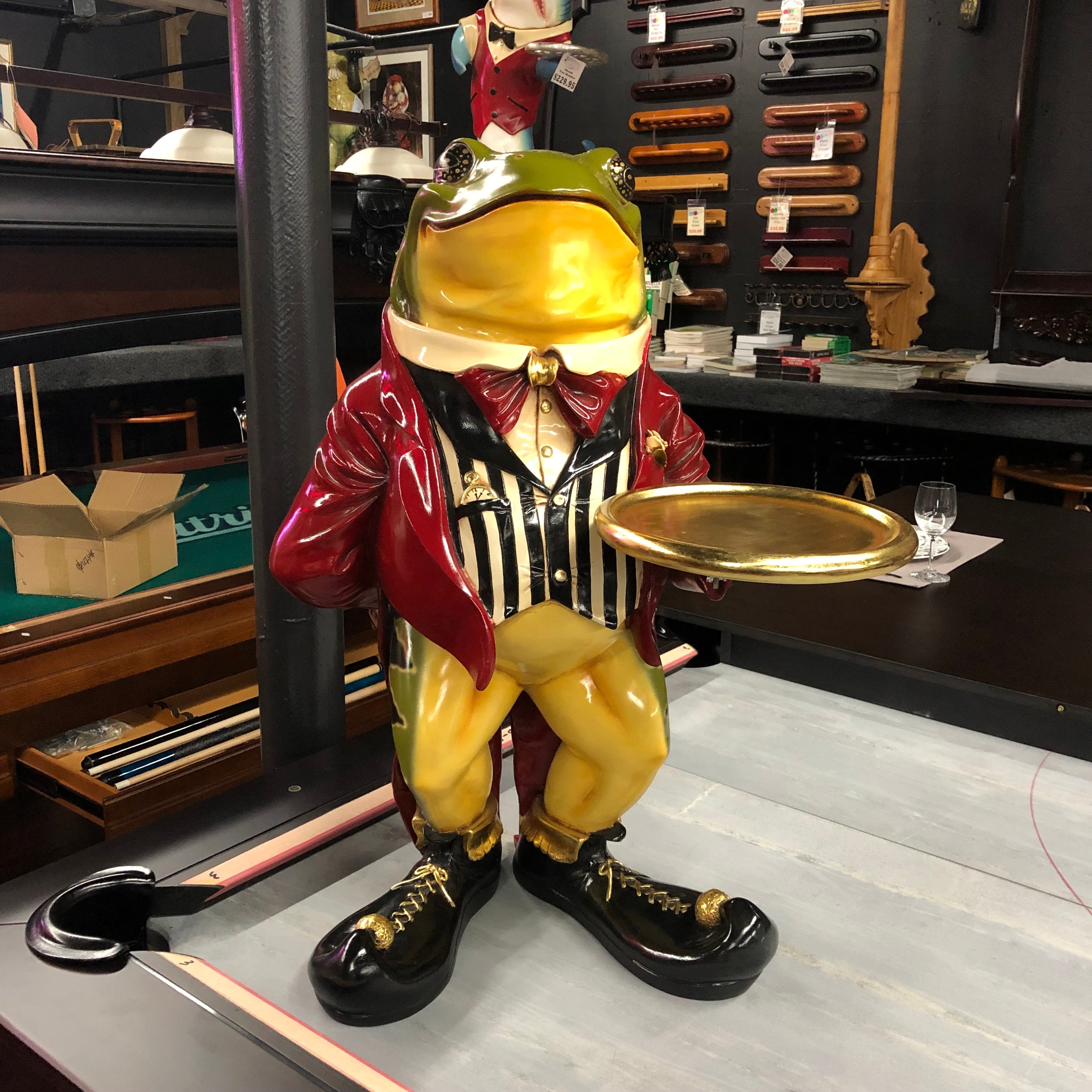 Butler Statue Whimsical Frog Butler Statue Crimson Tailcoat