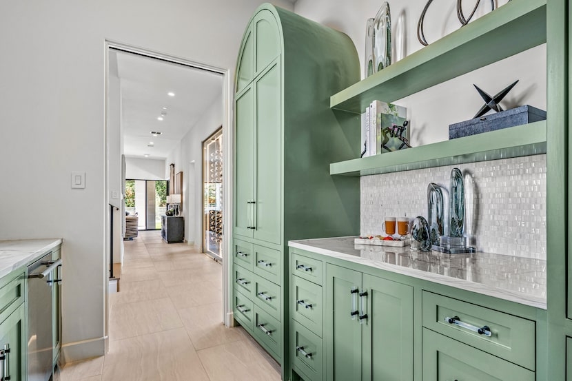 Butler's Pantry Arched Pantry Door and Modern Acrylic Hardware