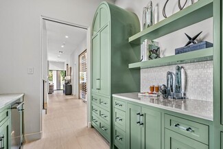 Butler's Pantry Arched Pantry Door and Modern Acrylic Hardware