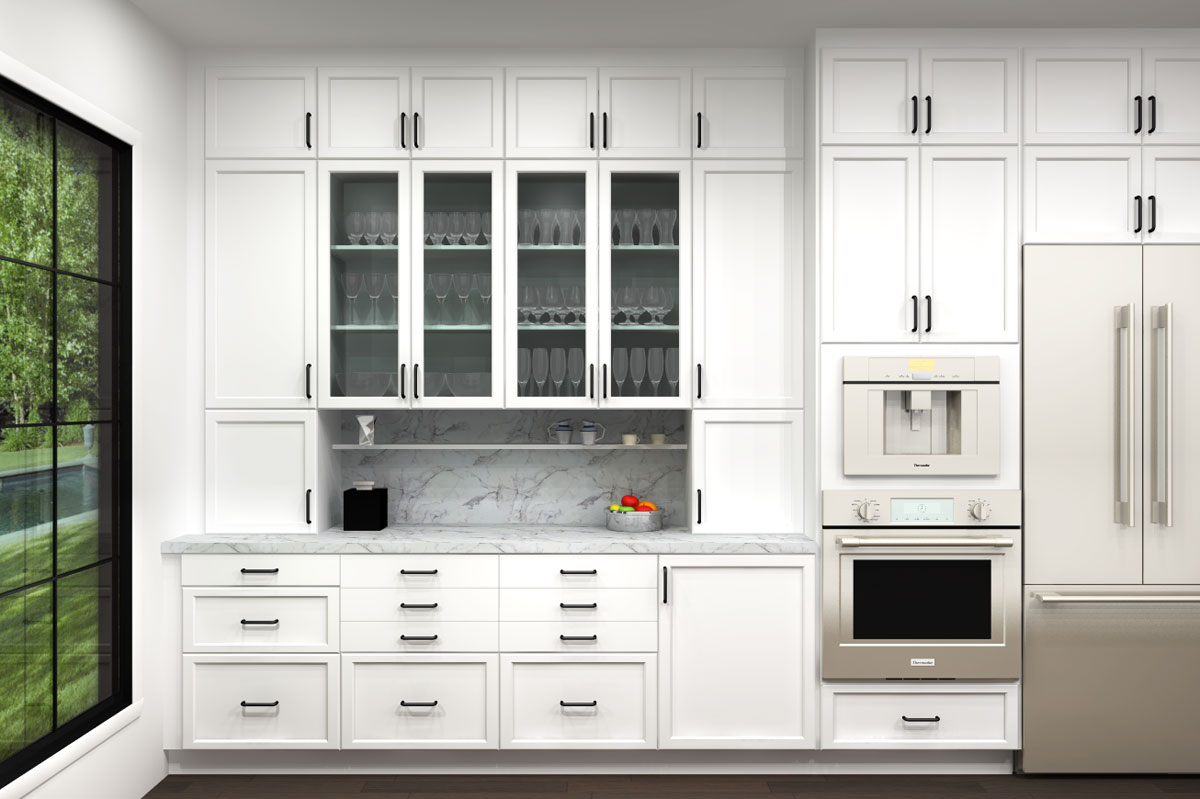 Butler's Pantry Integrated Coffee Station and Glass Front Display