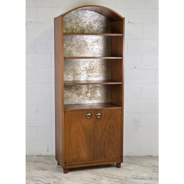 Cabinet: Arched Top Distressed Metallic Back Walnut