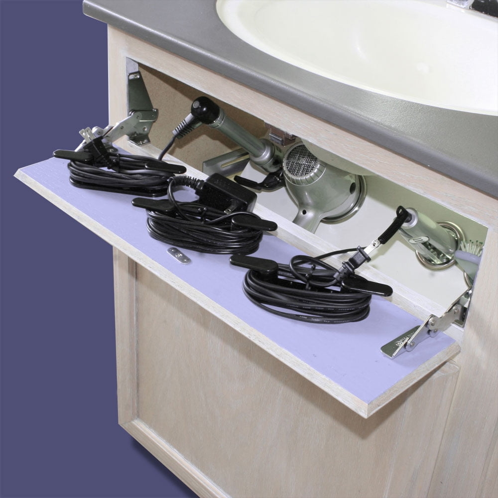 Cabinet Organizer: Hidden hair dryer holder with integrated cord wraps