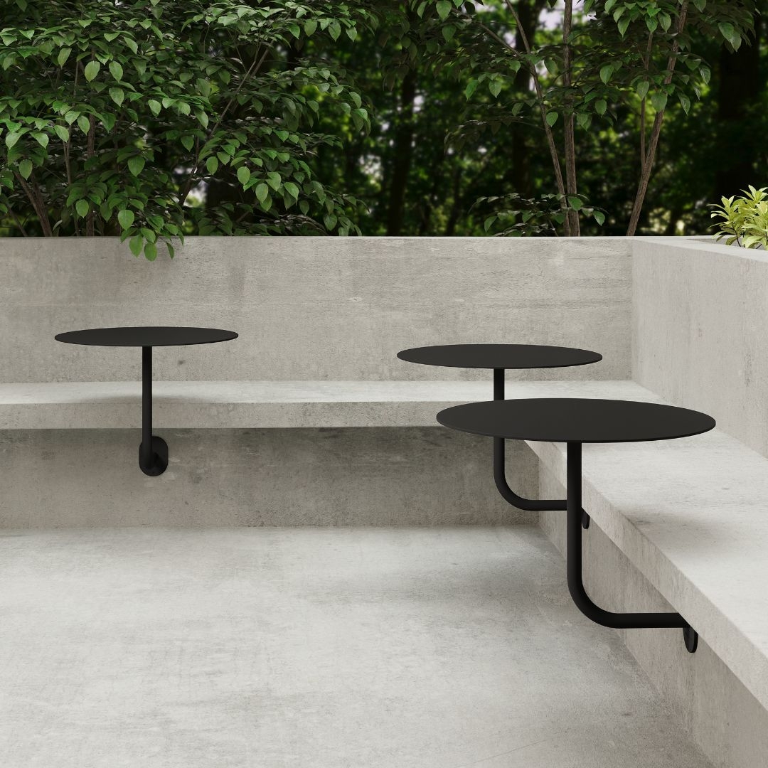 Cafe Table Wall Mounted Matte Black Minimalist Bistro