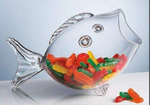 Candy Bowl Fish Silhouette Wide Opening Clear Glass