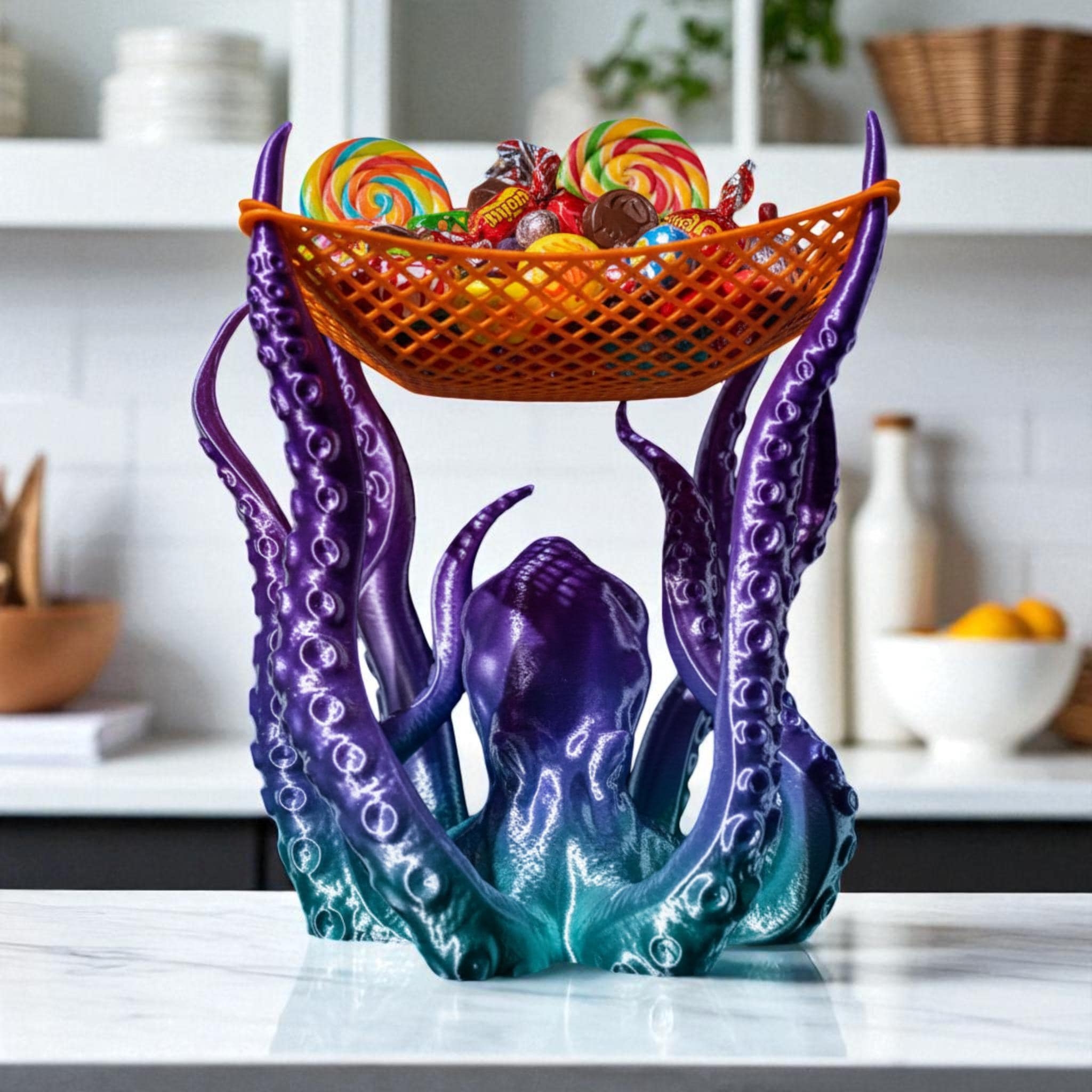 Candy Dish Octopus Tentacles Purple Teal Gradient