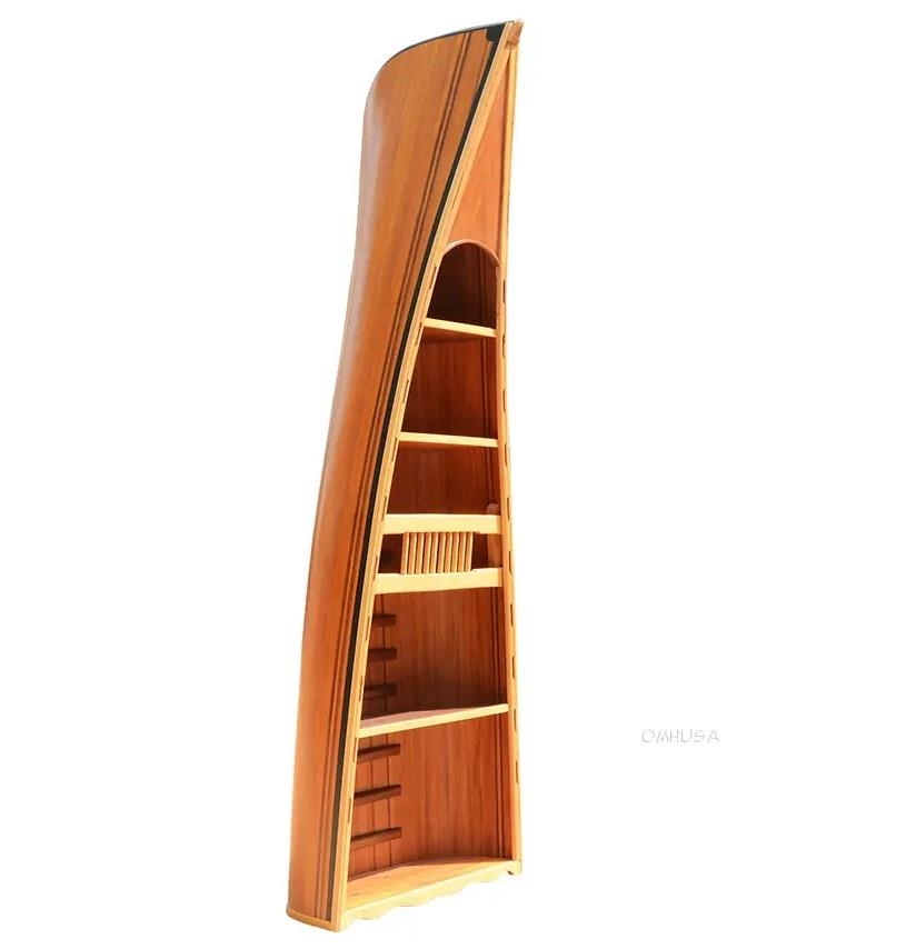 Canoe Bookcase featuring Cedar Strip Build and Vertical Storage