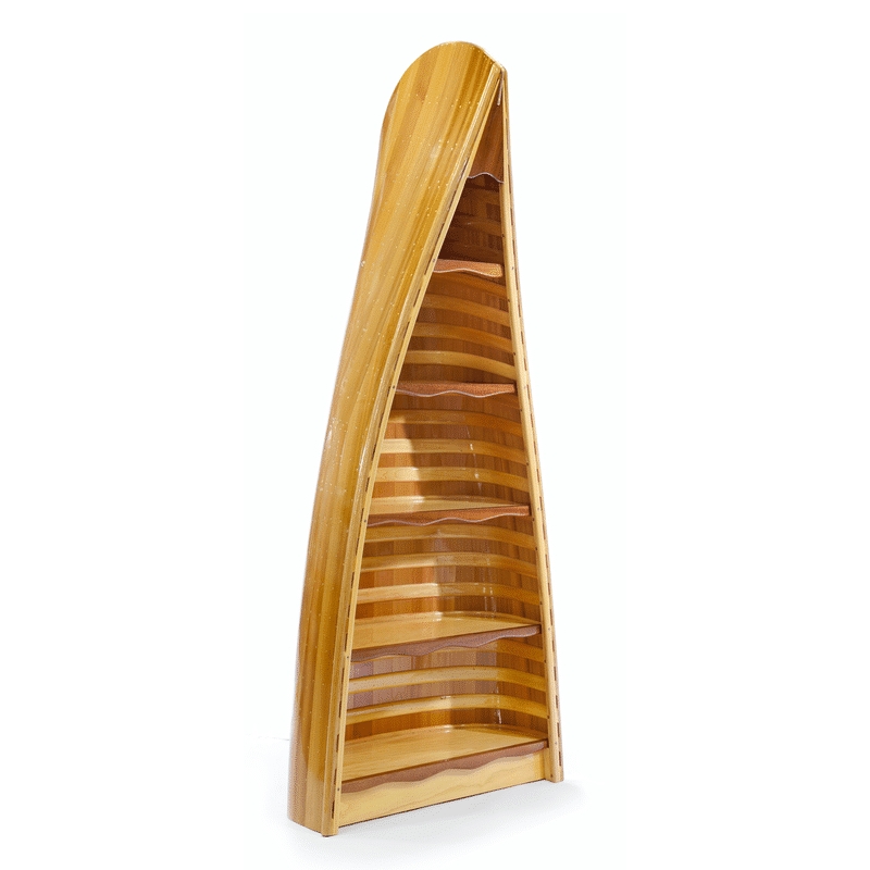 Canoe Bookcase having Rib Detailing and Wavy Edge Shelves
