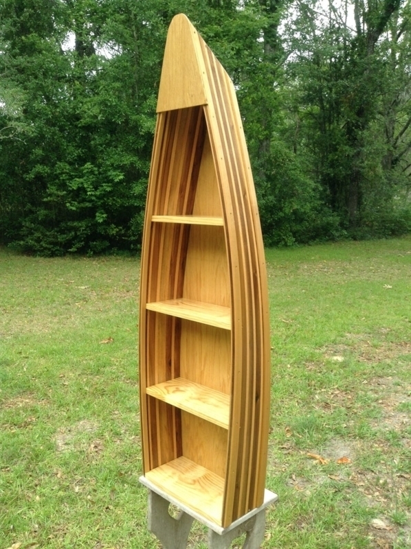 Canoe Bookshelf and Multi Tonal Stripes and 5ft Height